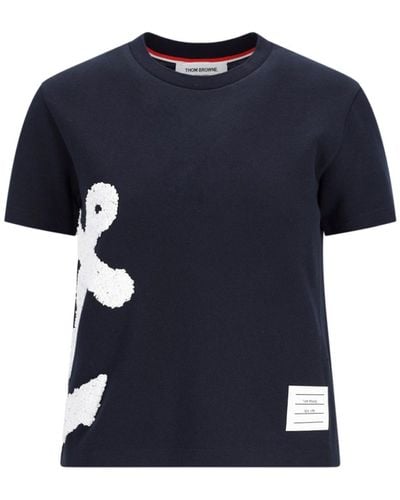 Thom Browne T-Shirt "Embroidery Anchor" - Blu