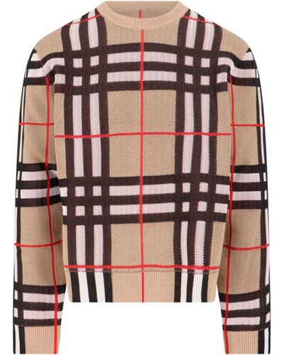 Burberry Maglione Motivo Tartan - Bianco