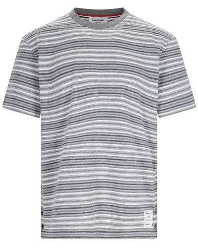 Thom Browne T-Shirt A Righe - Grigio