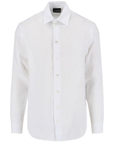 Emporio Armani Camicia In Lino - Bianco