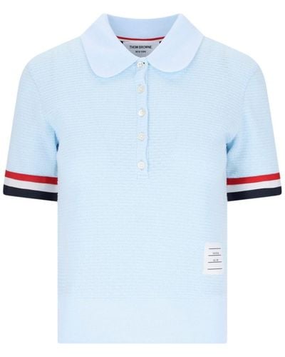 Thom Browne Polo Shirt Tricolor Details - Blue