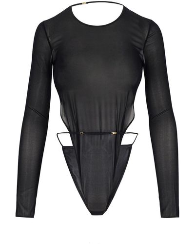 Saint Laurent Semi-transparent Bodysuit - Black