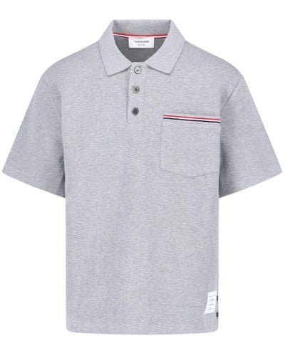 Thom Browne Polo Dettaglio Tasca - Grigio