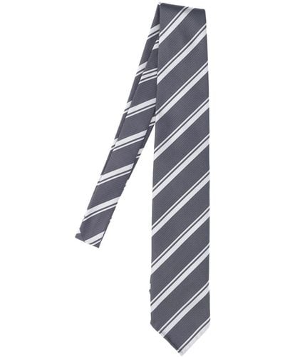 Cesare Attolini Striped Silk Tie - White