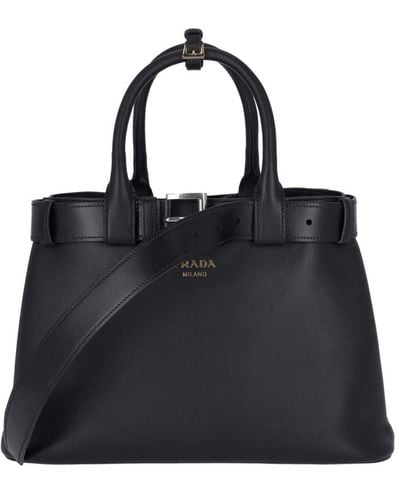 Prada Medium "buckle" Handbag - Black