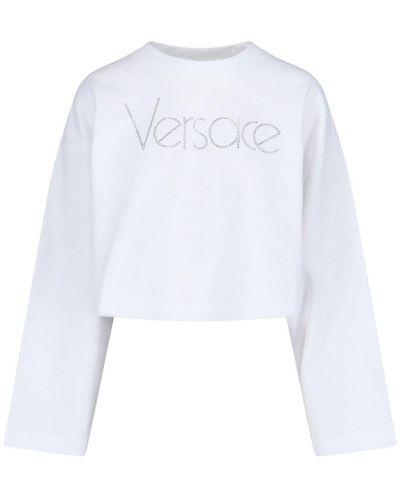 Versace '1978 Re-edition Logo' Crop Sweatshirt - White