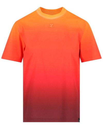 Courreges T-Shirt "Gradient Sunset" - Rosso