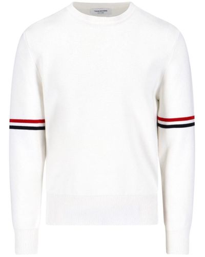 Thom Browne Tricolor Detail Sweater - White