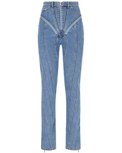 Mugler 'zipped Spiral' Jeans - Blue