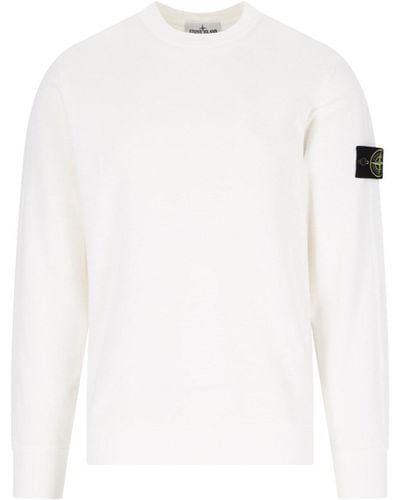 Stone Island Logo Crewneck Sweatshirt - White
