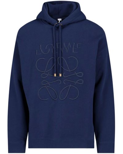 Loewe Relaxed Fit Hoodie In Cotton - Blue