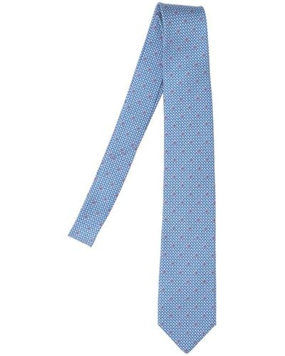 Ferragamo 'gancini' Print Tie - Blue