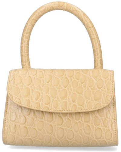BY FAR Mini "flax Circular" Croco Embossed Leather - Natural