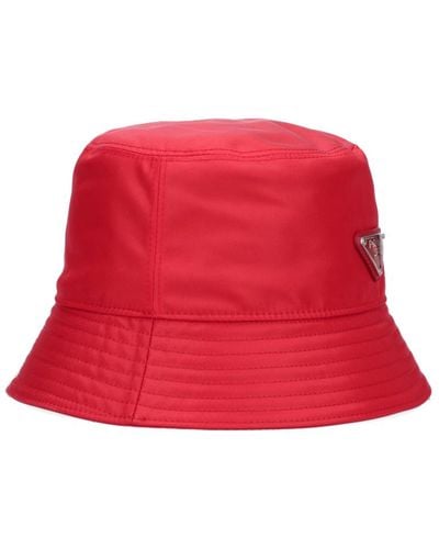 Prada Logo Bucket Hat - Red