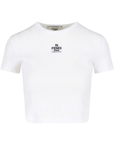 Fendi Logo Crop T-shirt - White