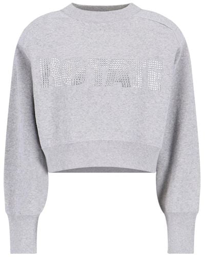 ROTATE BIRGER CHRISTENSEN Logo Cropped Sweatshirt - Gray