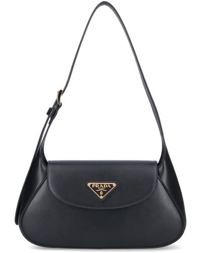 Prada Small Logo Shoulder Bag - Black