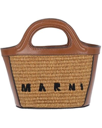 Marni Mini Tote Bag "tropicalia" - Brown
