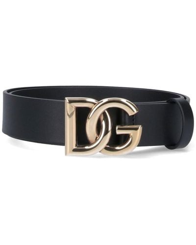 Dolce & Gabbana 'dg' Buckle Belt - Black