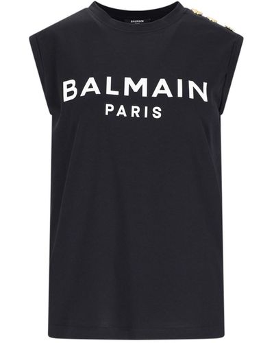 Balmain Logo Tank Top - Black