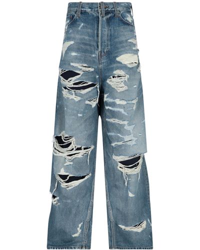 Balenciaga Ripped Oversized Jeans - Blue