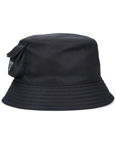Prada Bucket Hat With Mini Pockets - Black