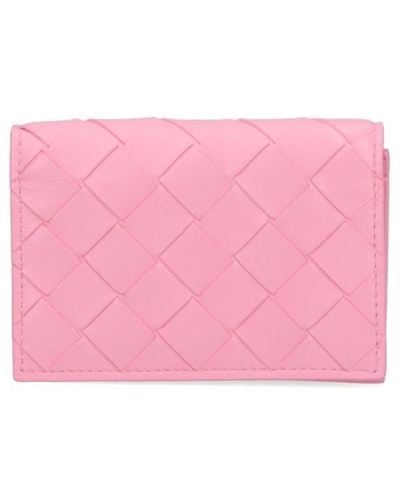 Bottega Veneta Woven Business Card Holder - Pink