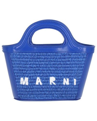 Marni Mini Tote Bag "tropicalia" - Blue