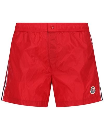 Moncler Pantaloncini Costume Logo - Rosso