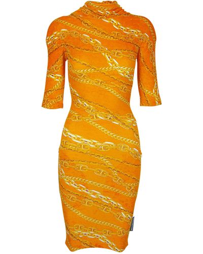 Balenciaga Velvet Chain Dress - Orange