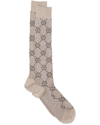 Gucci "Gg" Lamé Socks - White