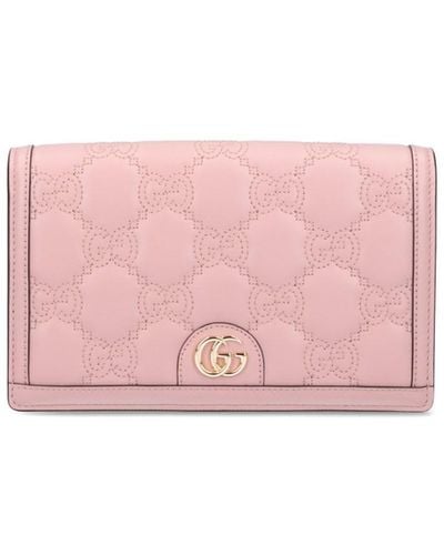 Gucci "Gg Matelassé" Crossbody Wallet - Pink