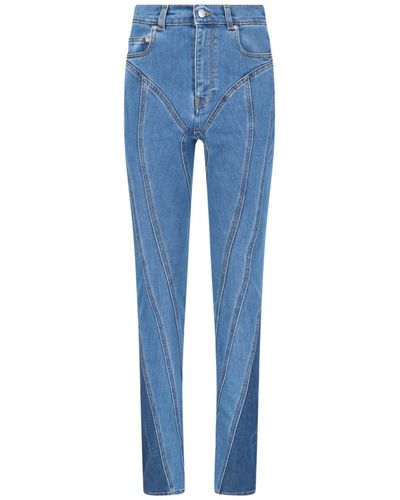 Mugler Jeans "Bi - Material Spiral" - Blu