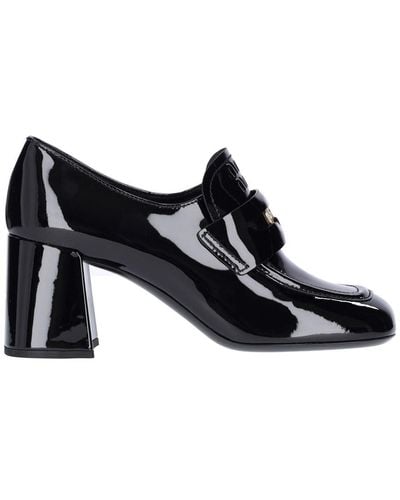 Miu Miu 75mm Leather Penny Loafers - Black