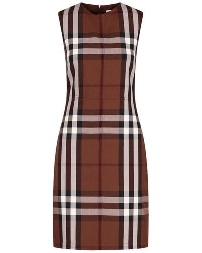 Burberry Tartan Pattern Dress - Brown