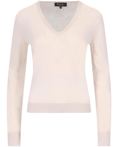Loro Piana 'neo Piuma' V-neck Sweater - White