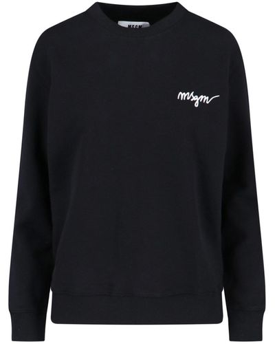 MSGM Logo Crewneck Sweatshirt - Black