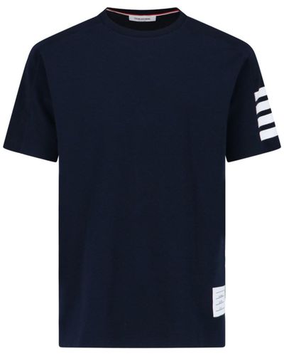 Thom Browne T-Shirt Dettaglio "4-Bar" - Blu