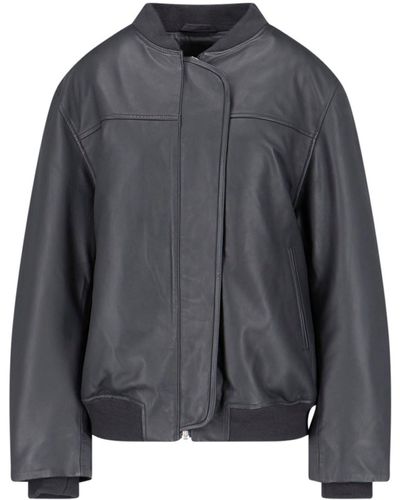 Remain Leather Bomber Jacket - Grey