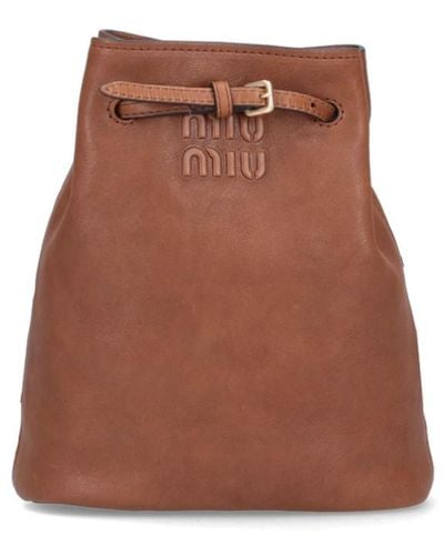 Miu Miu Logo Mini Bag - Brown