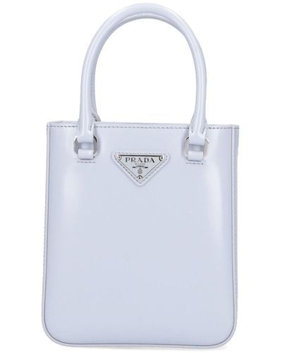 Prada Small Logo Top Handle Bag - White