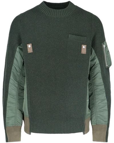 Sacai Shell-panelled Sweater - Brown