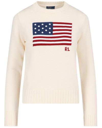 Polo Ralph Lauren 'american Flag' Sweater - White