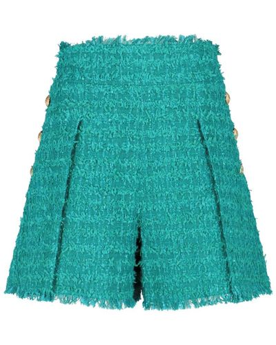 Balmain Tweed Flared Pants - Green