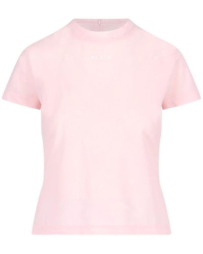 Alaïa T-Shirt Slim Logo - Rosa
