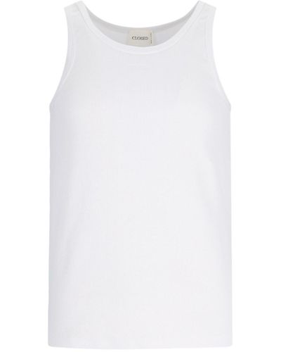 Closed Ribbed Tank Top - White
