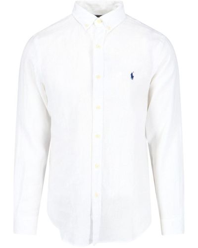 Polo Ralph Lauren Camicia Ricamo Logo - Bianco
