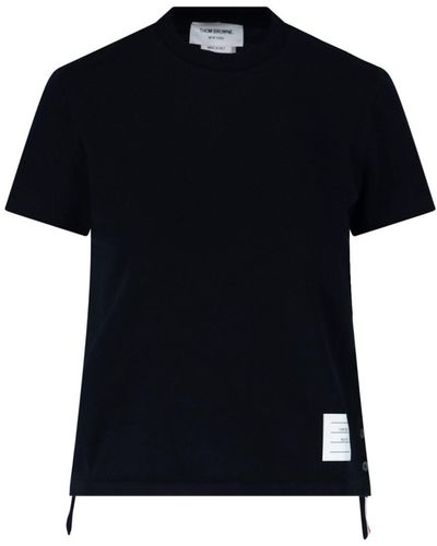 Thom Browne T-Shirt Dettaglio Tricolore Retro - Nero