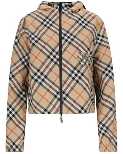 Burberry 'check' Reversible Cropped Jacket - White