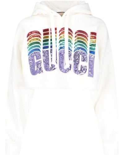 Gucci Logo Paillettes Sweatshirt - White